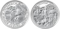 Австрийская монета 20 Евро из серии "Рим на Дунае"