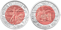 25 Евро бимиталическая монета из серебра и ниобия